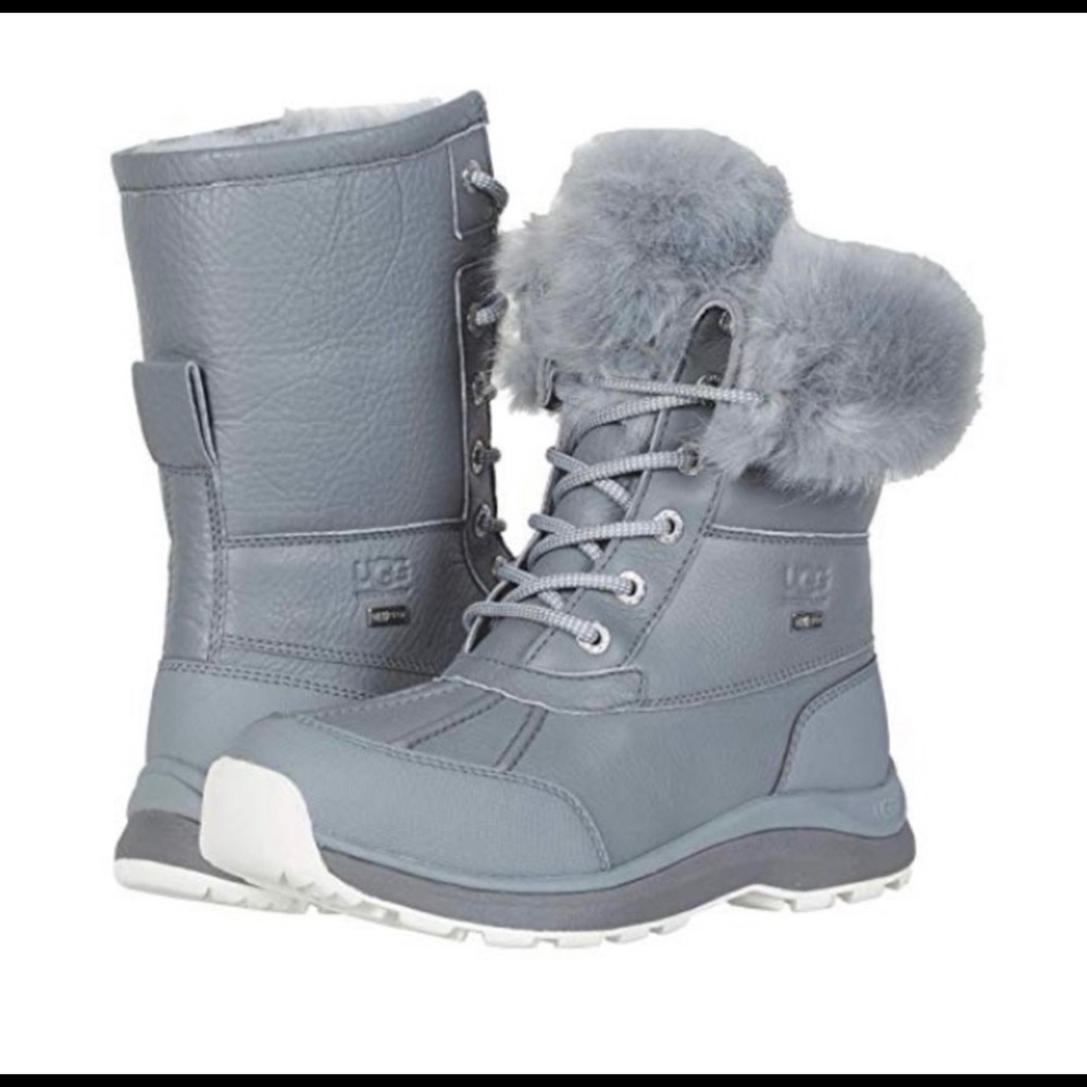 *UGG® Adirondack III Fluff waterproof leather boot size 6 geyser gray